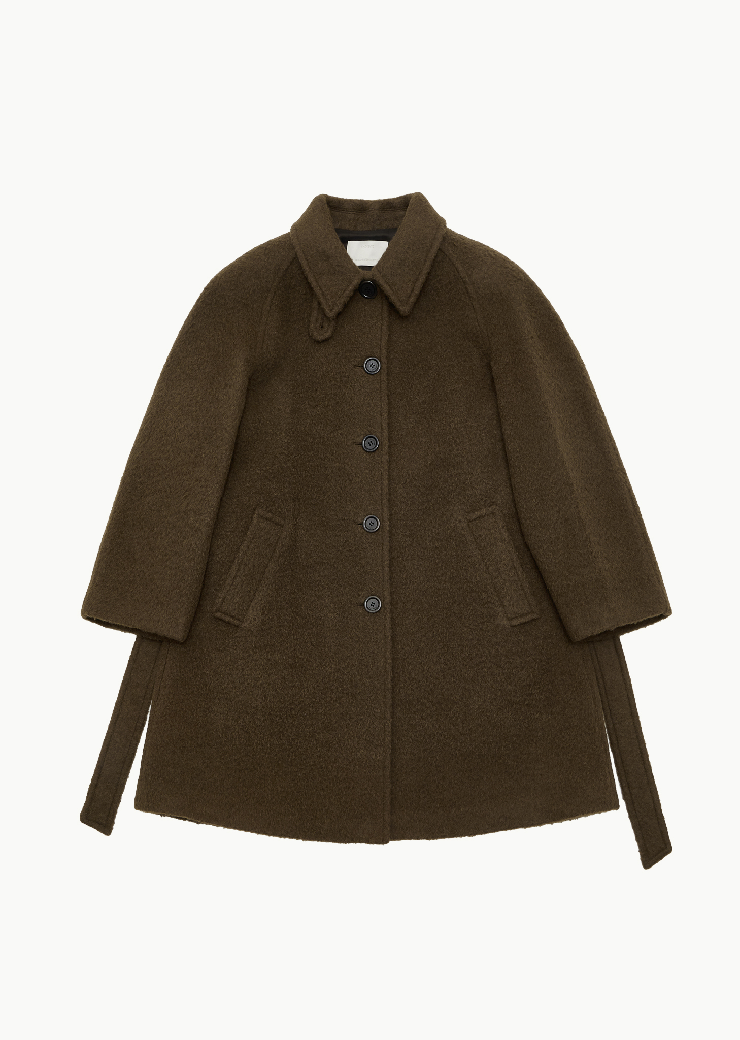 Brown Alpaca Raglan Coat by AMOMENTO on Sale