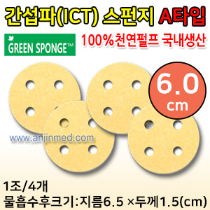 1인용 간섭파(ICT)스펀지 1조(4개입) (지름6.0cm/물흡수시약6.5cm)-두께1.5cm (A타입) (a0049)