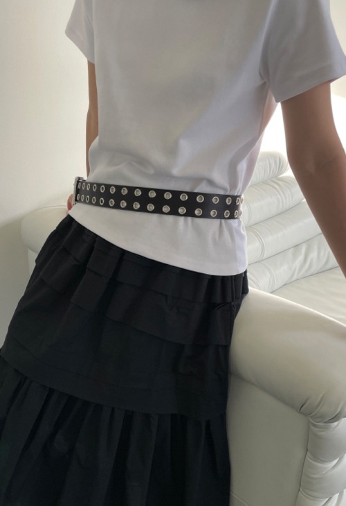 double eyelet leather belt