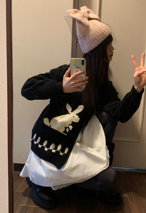 rabbit knit zip up