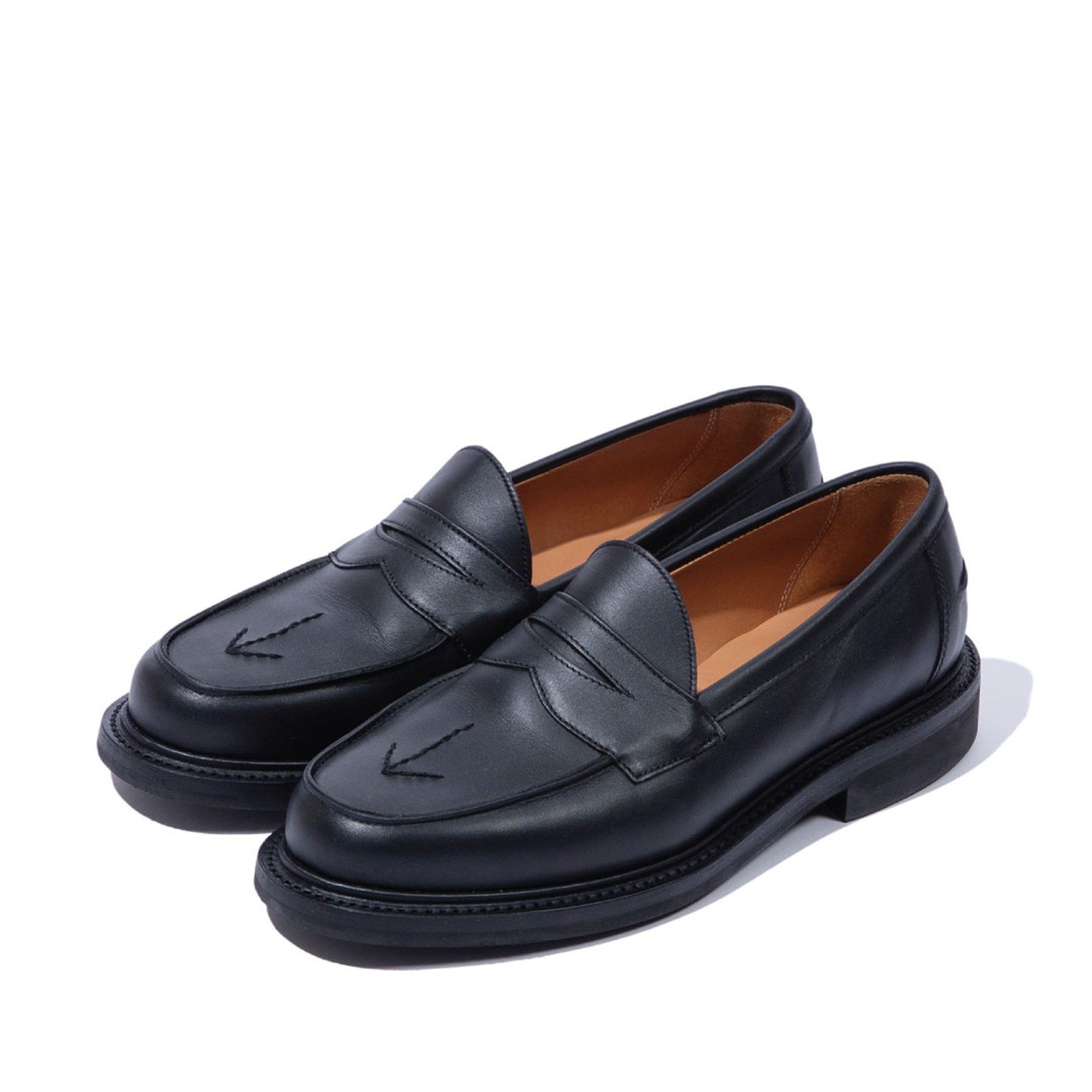 PENNY LOAFER - BLACK WAXY LEATHER with BLACK ARROW