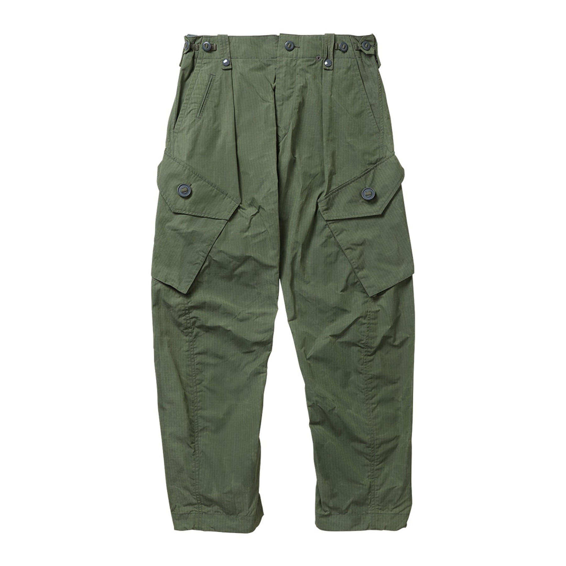 WAXED RIPSTOP COMBAT PANTS - olive green