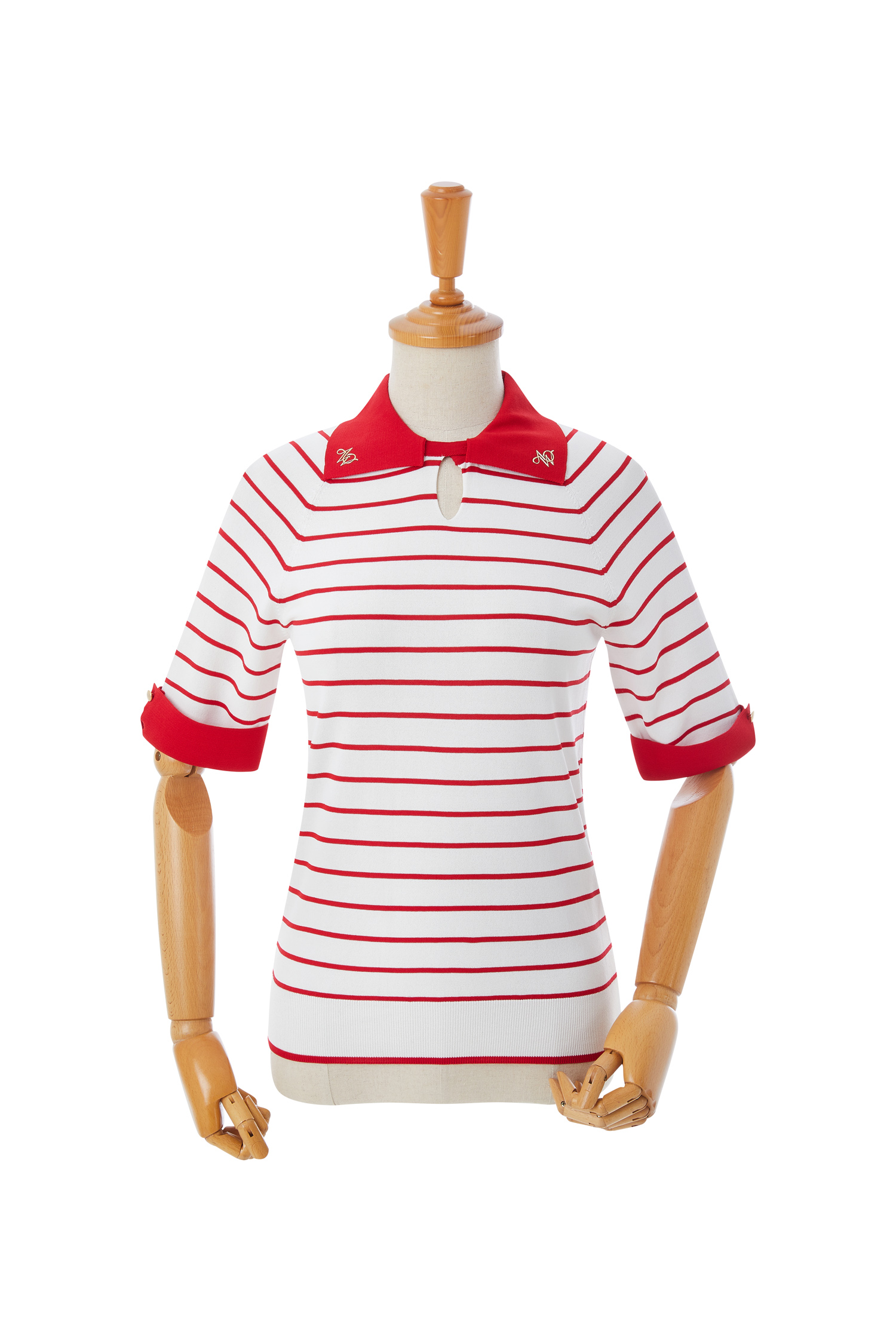 SQUAR COLLAR STRIPE KNIT