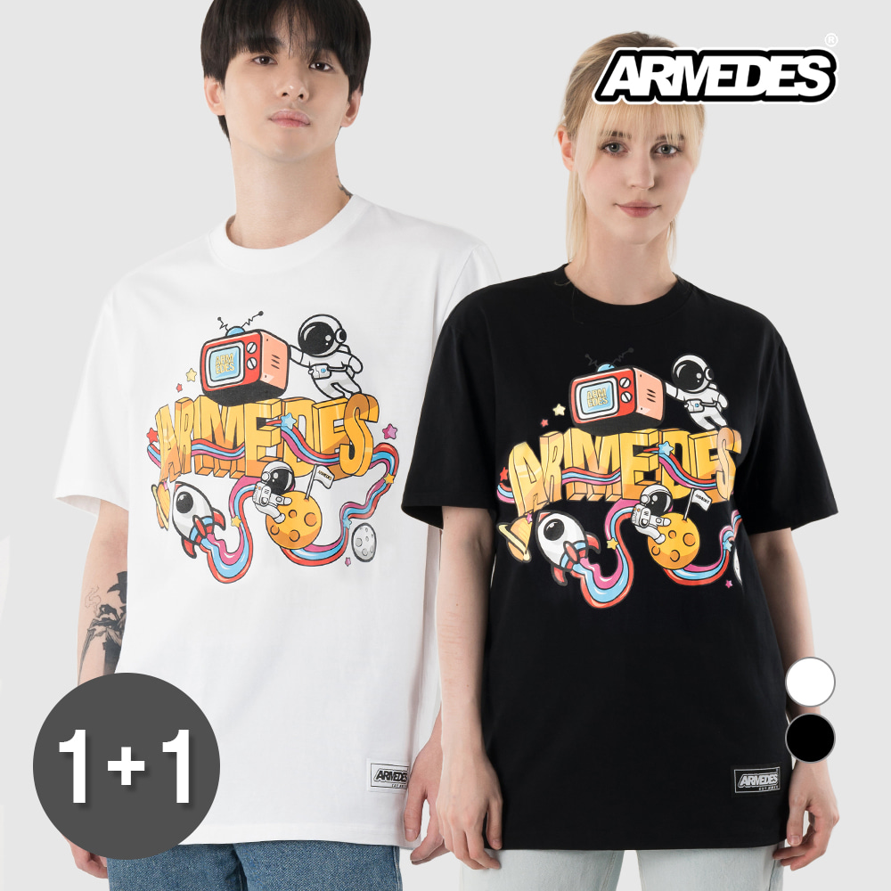 (1+1)아르메데스 면 20수 아트그래픽 티셔츠 AR-1003