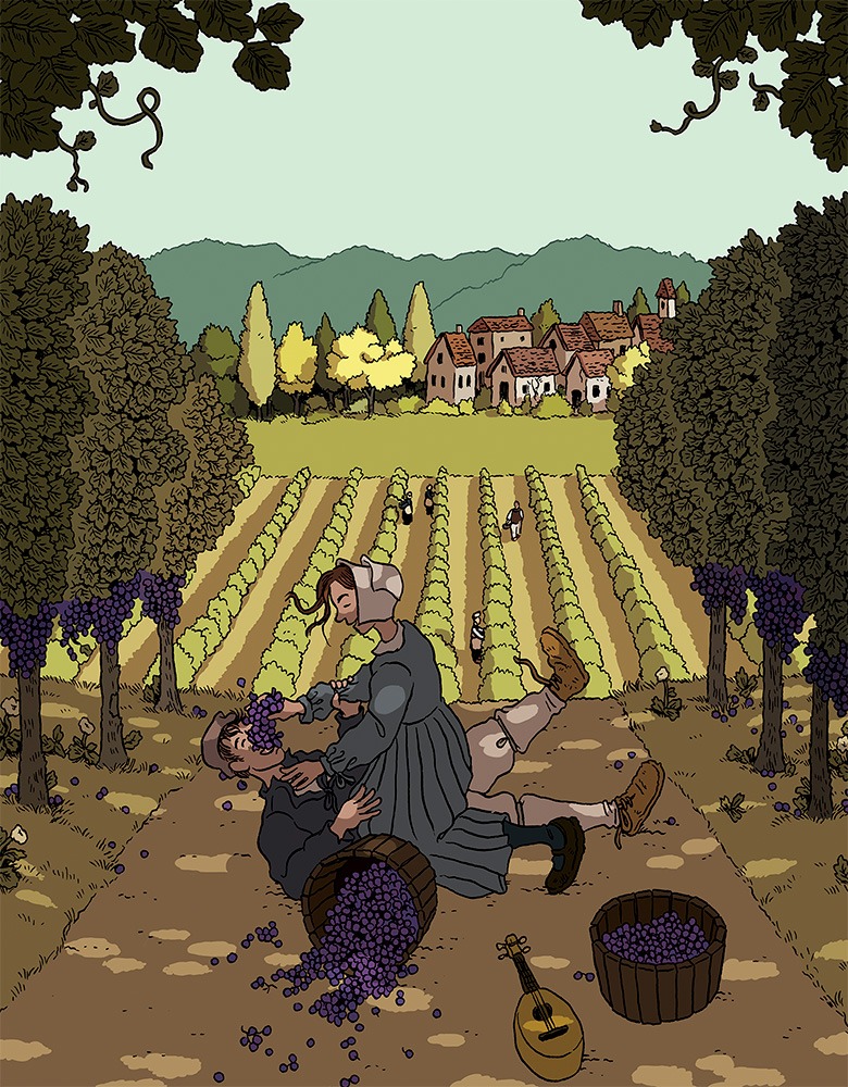 Grape pickers, Champagne Province, 17th Century