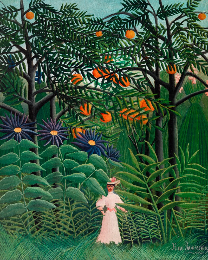 Woman Walking in an Exotic Forest