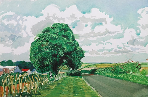 Road and Tree Near Wetwang ( from Midsummer: East Yorkshire) Poster