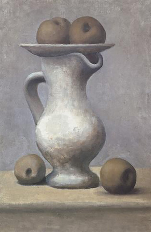 Still life with pitcher and apples