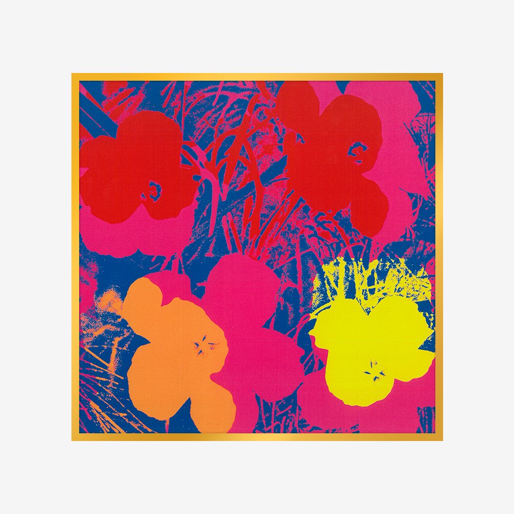 [액자포함] Flowers(red, yellow, orange on blue)