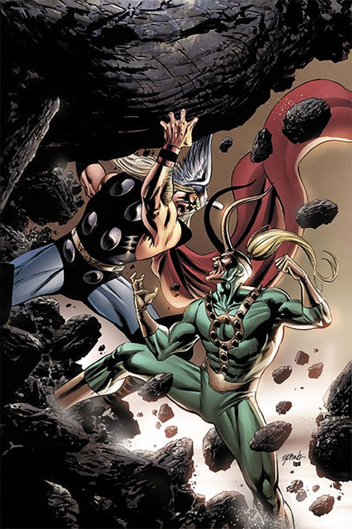 Thor #84 Cover: Thor and Loki Fighting and Flying by Steve Epting