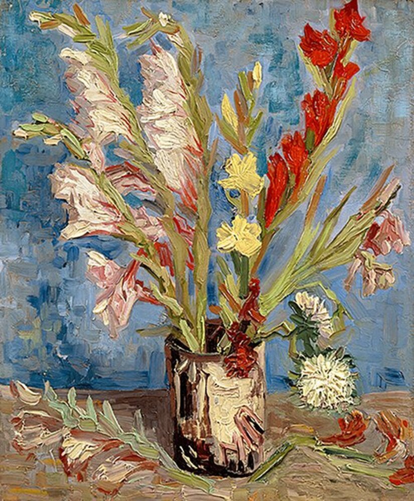 Vase with Gladioli and Chinese Asters