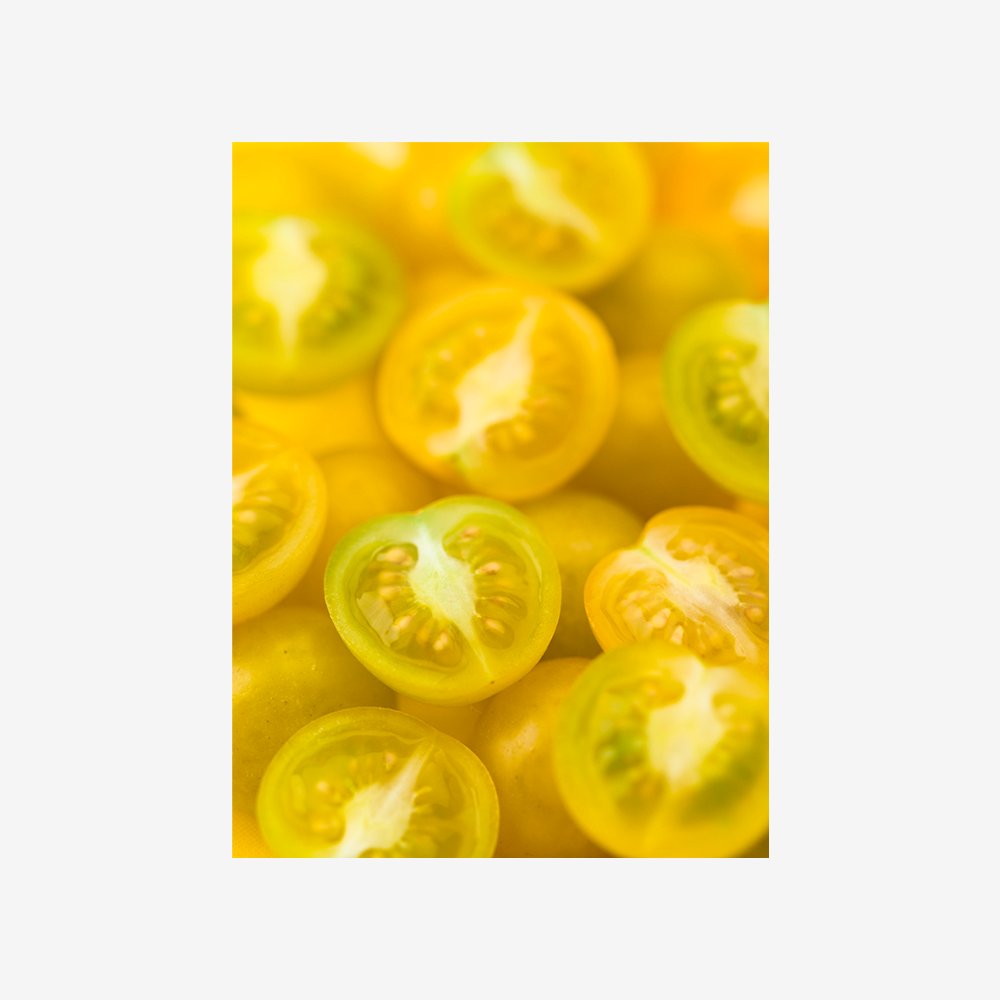 Top view of yellow tomatoes