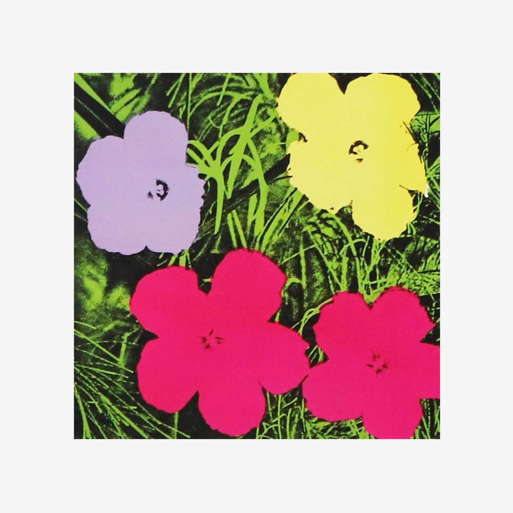Flowers, 1970 (1 purple, 1 yellow, 2 pink)