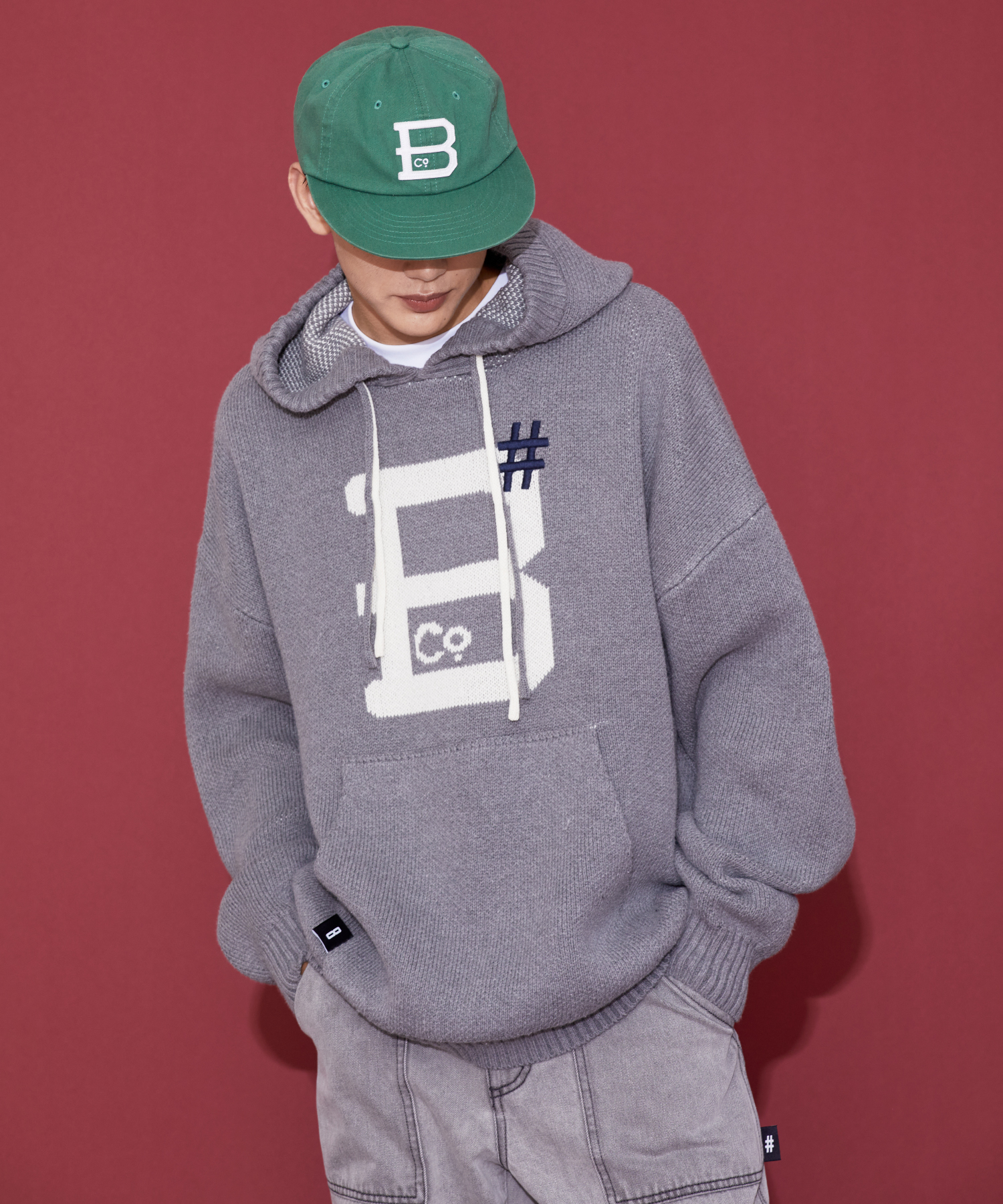 BEENTRILL X BROOKLYNDENIMCO OVERFIT HOODED KNIT SANS 니트후드 (GRAY)