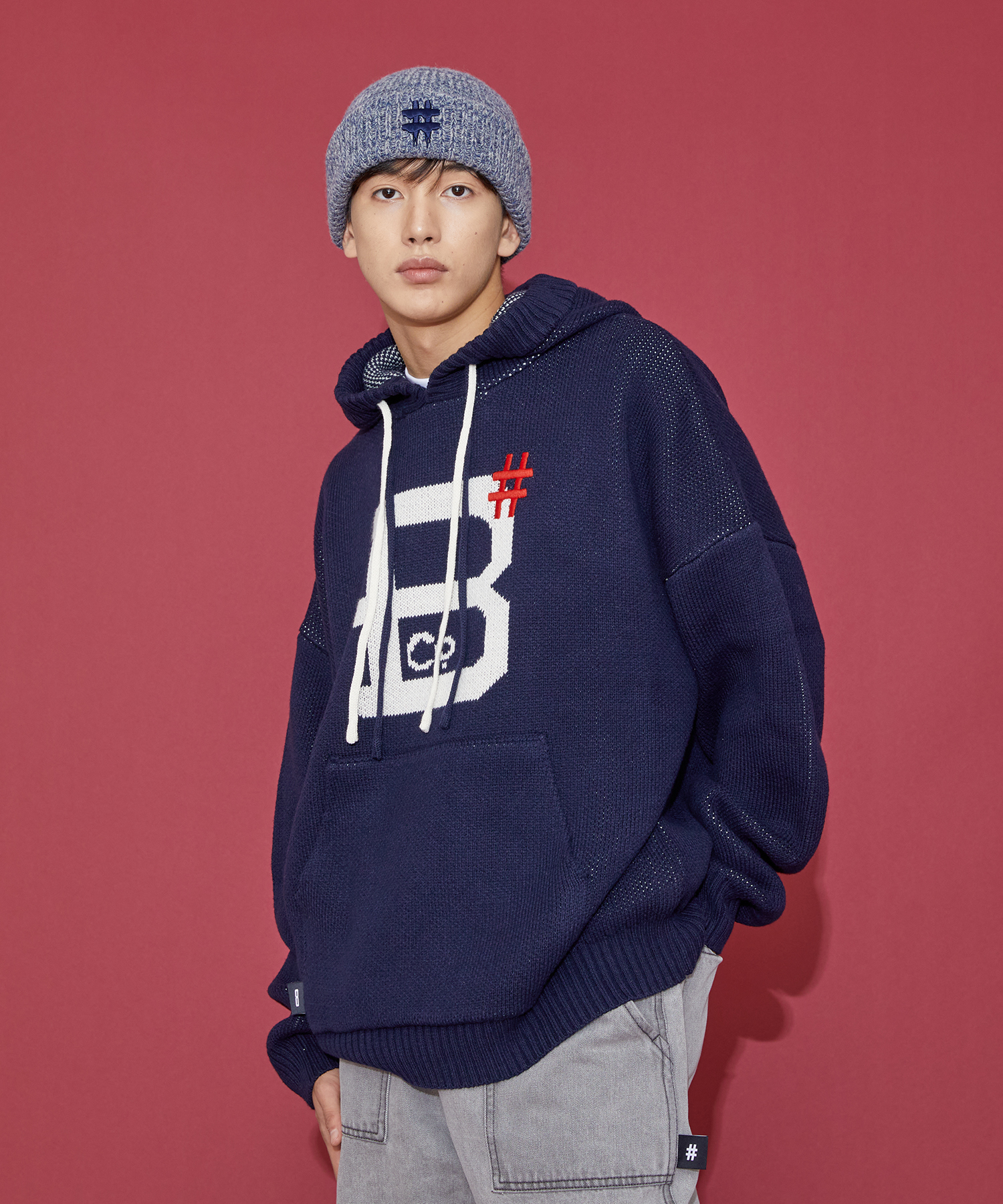 BEENTRILL X BROOKLYNDENIMCO OVERFIT HOODED KNIT SANS 니트후드 (NAVY)