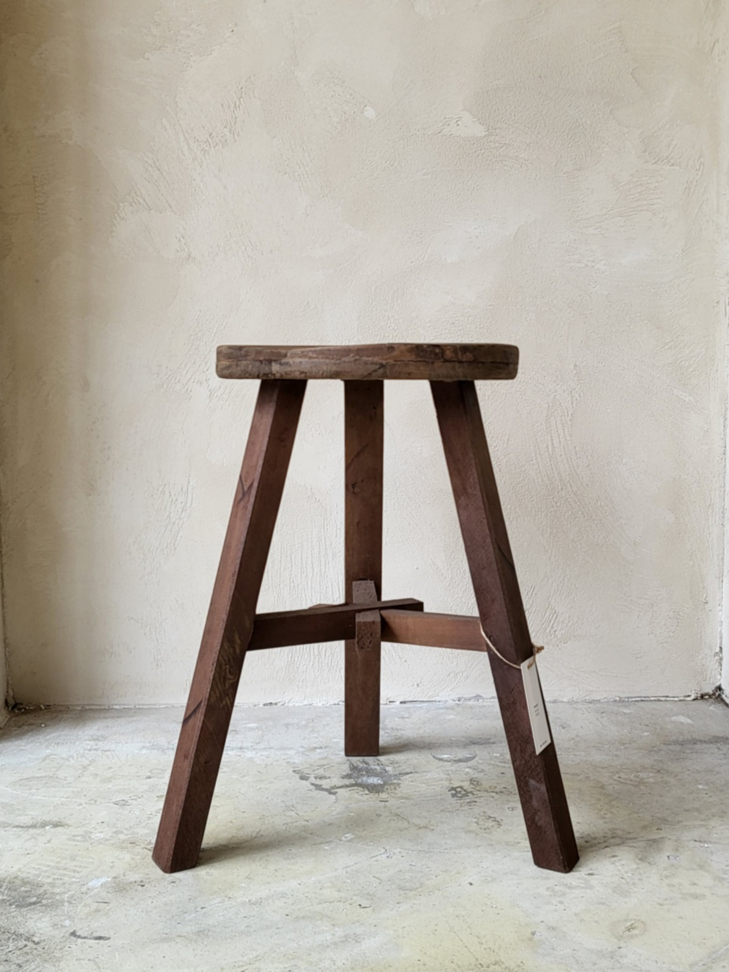 Natural Redbrown Wood Stool