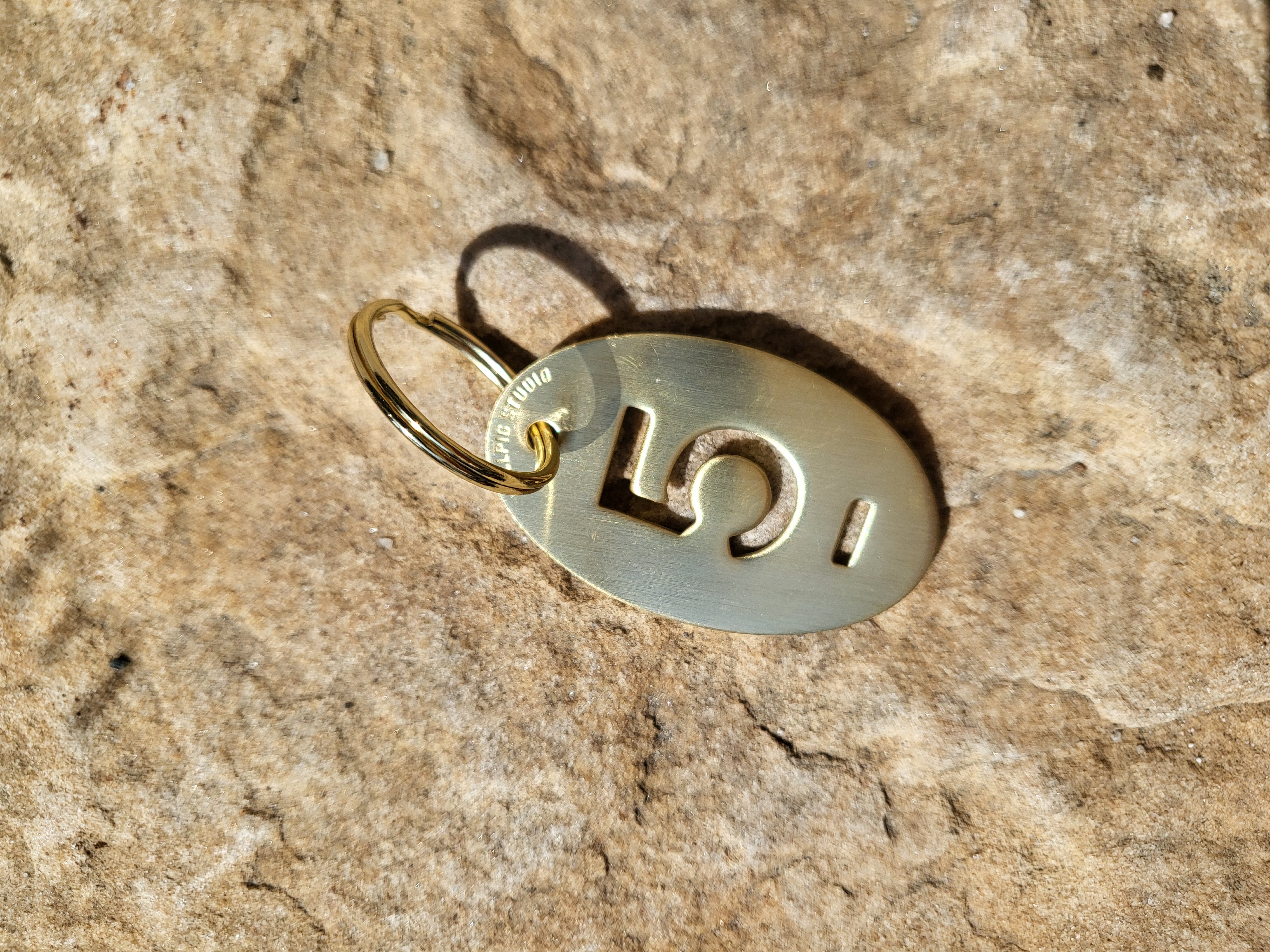 Brass Number Hotel Keyring