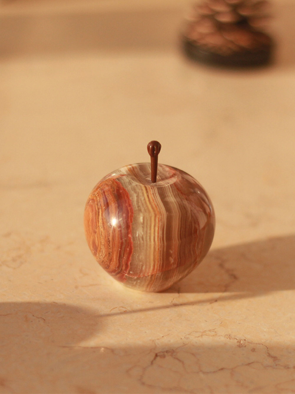 Natural marble apple ornament