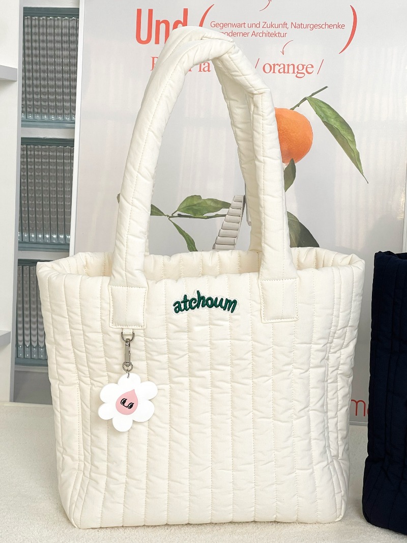 Square Quilted Shopper Bag Cream