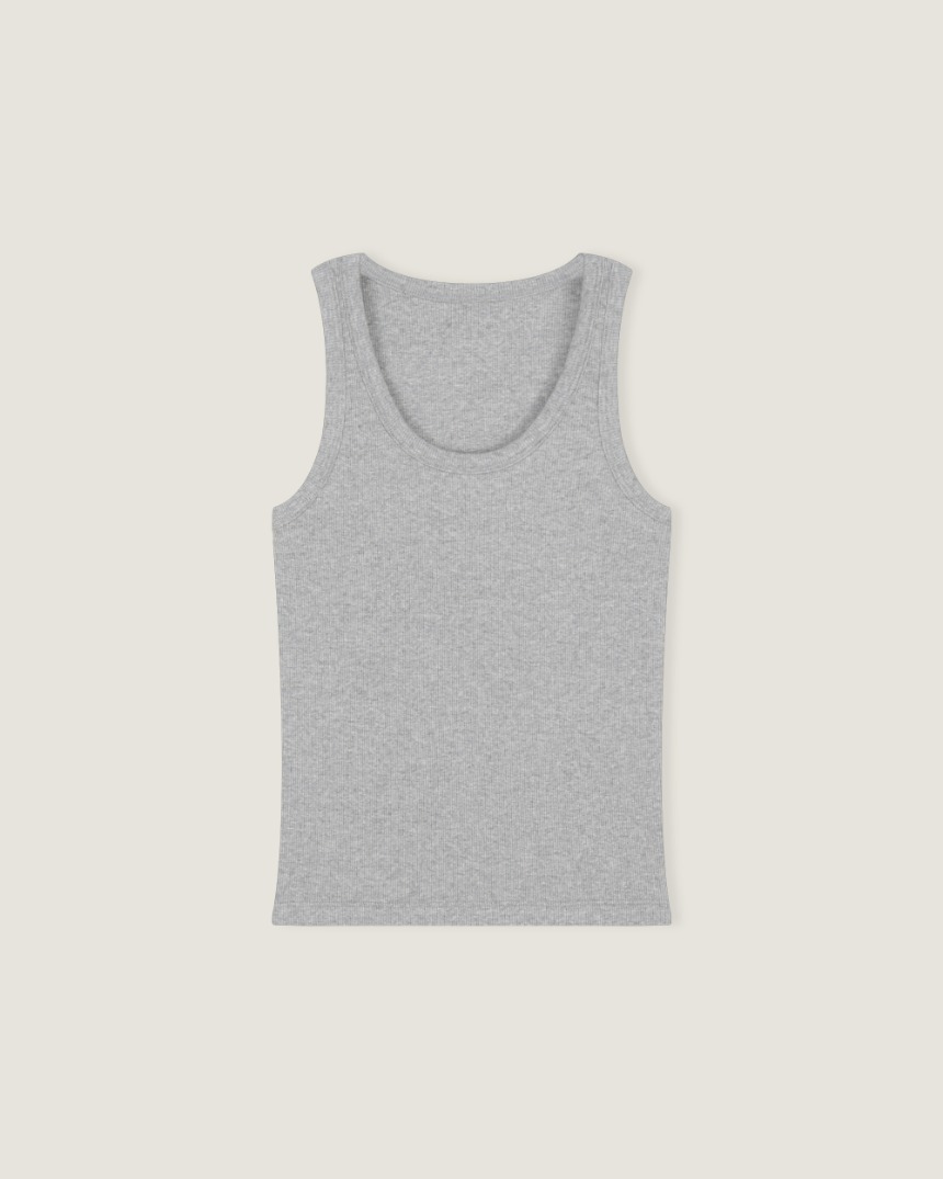 Basic Ribbed Tank Top - Grey - AUBEZEST