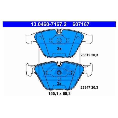 BMW 5시리즈 E60 520i 2003-10 ATE 13.0460-7167.2 브레이크 패드 앞 세트