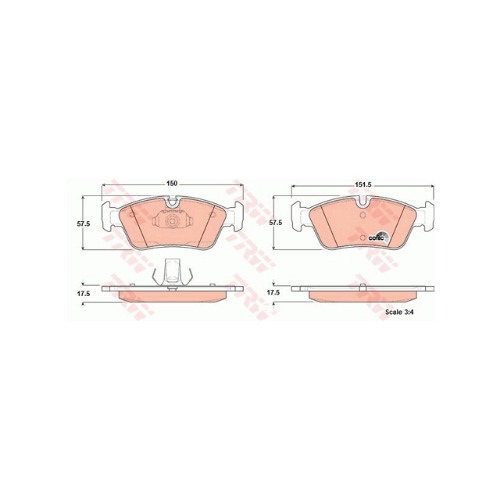 BMW 3시리즈 E46 325Ci 컨버터블 00-06 M54B25(256S5) TRW GDB1348 브레이크 패드 앞 세트