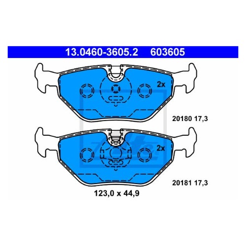 BMW 3시리즈 E46 318i 세단 01-04 N42B20A ATE 13.0460-3605.2 브레이크 패드 뒤 세트