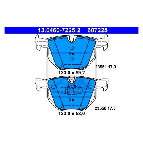 BMW 3시리즈 E93 335i 컨버터블 06-10 N54B30A ATE 13.0460-7225.2 브레이크 패드 뒤 세트