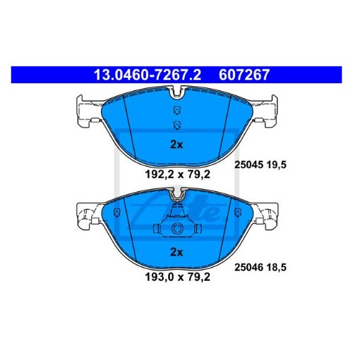 BMW 5시리즈 F10 LCI M550dX 2012-16 ATE 13.0460-7267.2 브레이크 패드 앞 세트