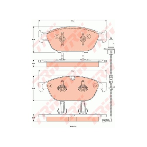 아우디 A6 4G C7 50 TFSI 콰트로 CTUA 2011-18 TRW GDB1883 브레이크 패드 앞 세트 센서 미포함