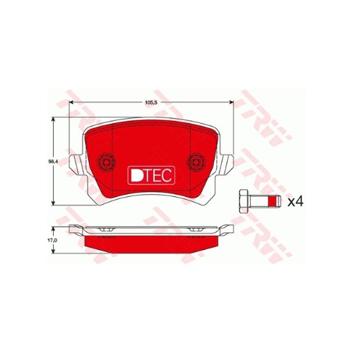 폭스바겐 파사트 3C2 B6 2.0 FSI BVY 2005-10 TRW GDB1763DTE 브레이크 패드 뒤 세트 센서 미포함