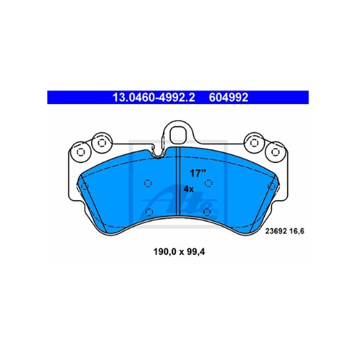 ATE 13.0460-4992.2 브레이크 패드 앞 세트 센서 미포함