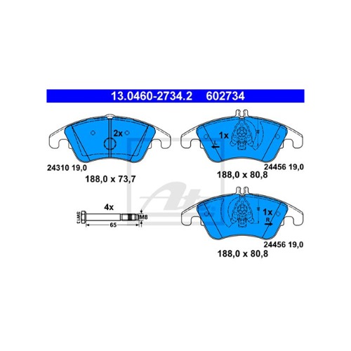 벤츠 X218 CLS 250 CDI 슈팅브레이크 OM651.924 2012-17 ATE 13.0460-2734.2 브레이크 패드 앞 세트 센서 미포함