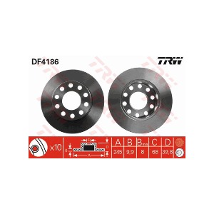 아우디 A4 8E2 B6 2.0 ALT 세단 2000-04 TRW DF4186 브레이크 디스크 뒤 2개 세트