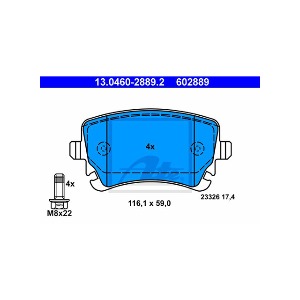 아우디 A8 4E2 D3 3.2 FSI BPK 2005-10 ATE 13.0460-2889.2 브레이크 패드 뒤 세트 센서 포함