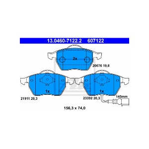 폭스바겐 골프 4세대 1J1 1.8 GTI AGU 1997-05 ATE 13.0460-7122.2 브레이크 패드 앞 세트 센서 포함