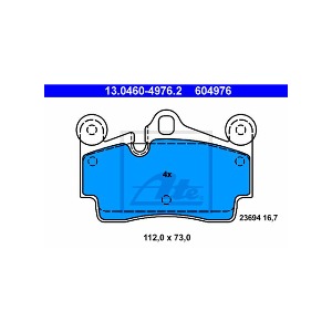 아우디 Q7 4LB 3.0 TDI 콰트로 CRCA 2011-15 ATE 13.0460-4976.2 브레이크 패드 뒤 세트 센서 미포함