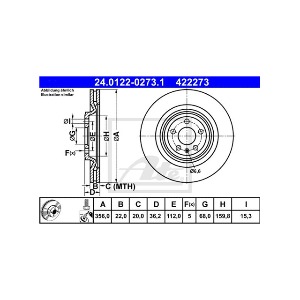 아우디 A6 4G C7 S6 CEUC 2012-18 ATE 24.0122-0273.1 브레이크 디스크 뒤 2개 세트