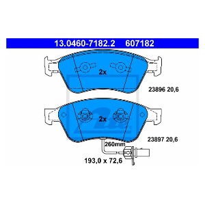 폭스바겐 골프 6세대 5K1 2.0 GTI CCTA 3도어 2009-13 ATE 13.0460-718.2 브레이크 패드 앞 세트 센서 포함