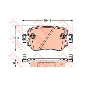 폭스바겐 파사트 A32 B7 2.0 TDI CFFB 2010-14 TRW GDB2042 브레이크 패드 뒤 세트 센서 미포함