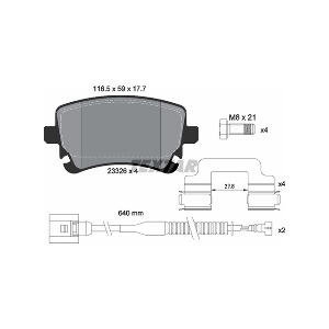 폭스바겐 페이톤 3D9 4.2 V8 4모션 BGH LWB 2003-16 텍스타 2332607 브레이크 패드 뒤 세트 센서 포함