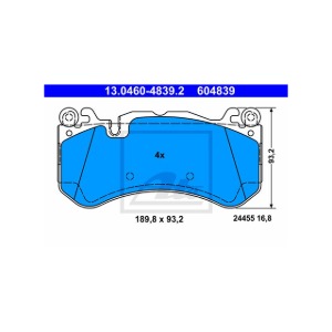 벤츠 W218 CLS 63 AMG M157.981 2011-17 ATE 13.0460-4839.2 브레이크 패드 앞 세트 센서 미포함