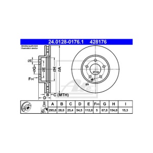 벤츠 BENZ E클래스 W211 E 200 K M271.956 2006-08 ATE 24.0128-0176.1 브레이크 디스크 앞 2개 세트