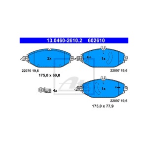 벤츠 BENZ E클래스 W213 E 200 M274.920 2016- ATE 13.0460-2610.2 브레이크 패드 앞 세트 센서 미포함