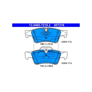 벤츠 W164 M클래스 ML 280 CDI 4MATIC OM642.940 2005-09 ATE 13.0460-7219.2 브레이크 패드 뒤 세트 센서 미포함