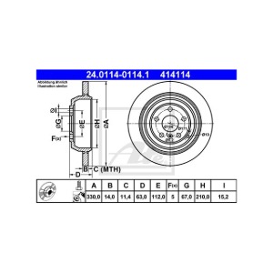 벤츠 W164 M클래스 ML 280 CDI 4MATIC OM642.940 2005-09 ATE 24.0114-0114.1 브레이크 디스크뒤 2개 세트