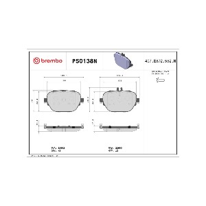 브렘보 P50138N 브레이크 패드 뒤 세트 센서 미포함