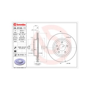 브렘보 09.R122.11 브레이크 디스크 뒤 2개 세트