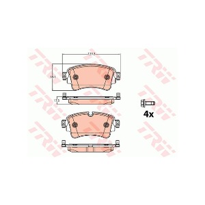 아우디 A4 8W2 B9 30 TDI DEUA 2015-19 TRW GDB2132 브레이크 패드 뒤 세트 센서 미포함