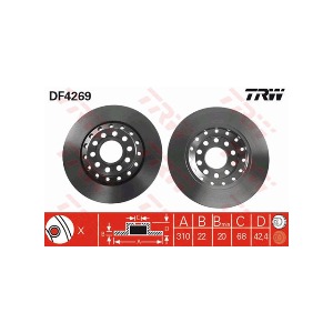 폭스바겐 페이톤 3D8 4.2 V8 4모션 BGH LWB 2003-16 TRW DF4269 브레이크 디스크 뒤 2개 세트